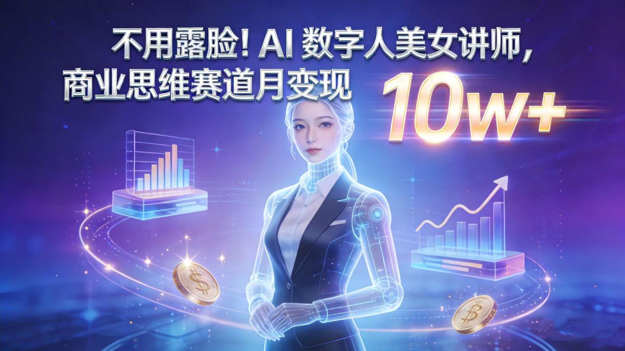 不用露脸!AI 数字人美女讲师,商业思维赛道月变现 10w+ 不用露脸!AI 数字人美女讲师,商业思维赛道月变现 10w+